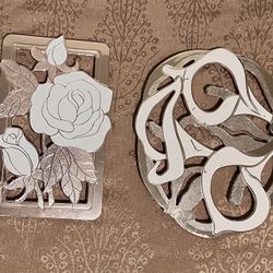 Vintage White & Shiny Brass  GWM A. Roger’s  Wall Hangings or Table Top Decor