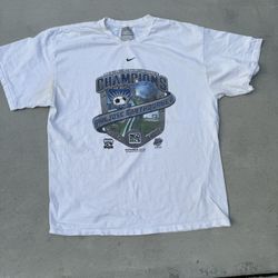 White and blue Nike MLS Cup 2001 cotton t-shirt size Large