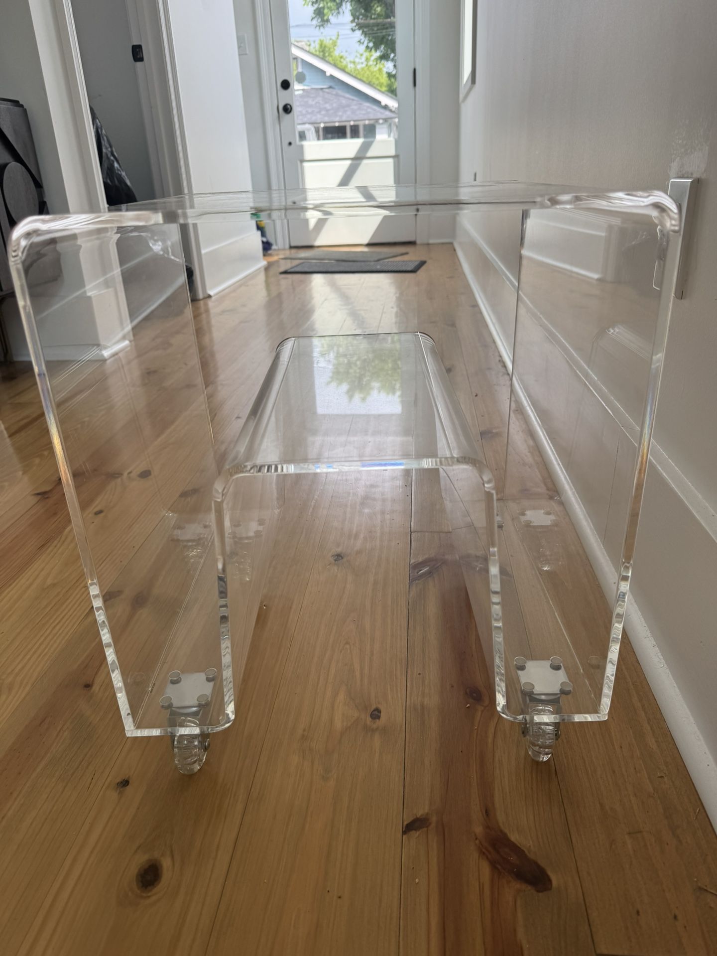 Lucite Acrylic Side Table - Cart W/wheels