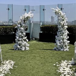 Wedding Flower Arch with Petals on the Floor