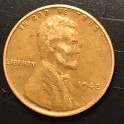 1942 No Mint Mark Lincoln Wheat Penny