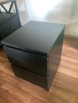 Black 2-Drawer Nightstand