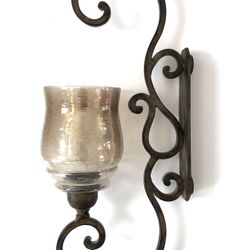 Wall Sconce / Iron & Glass Wall Sconce / Candle Holder $20 (1 Available)