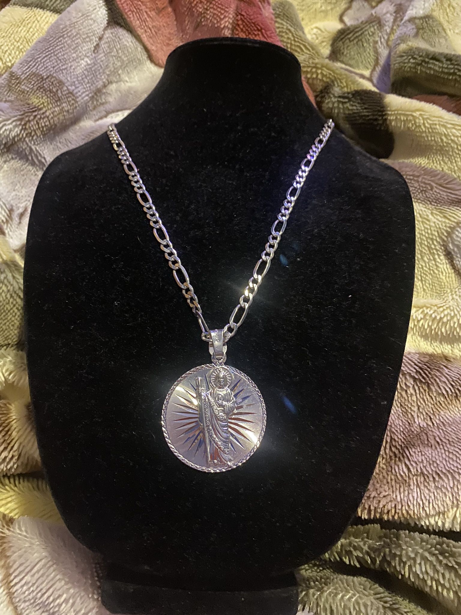 Cadena Con Dije De San Judas Tadeo Plata 9.25