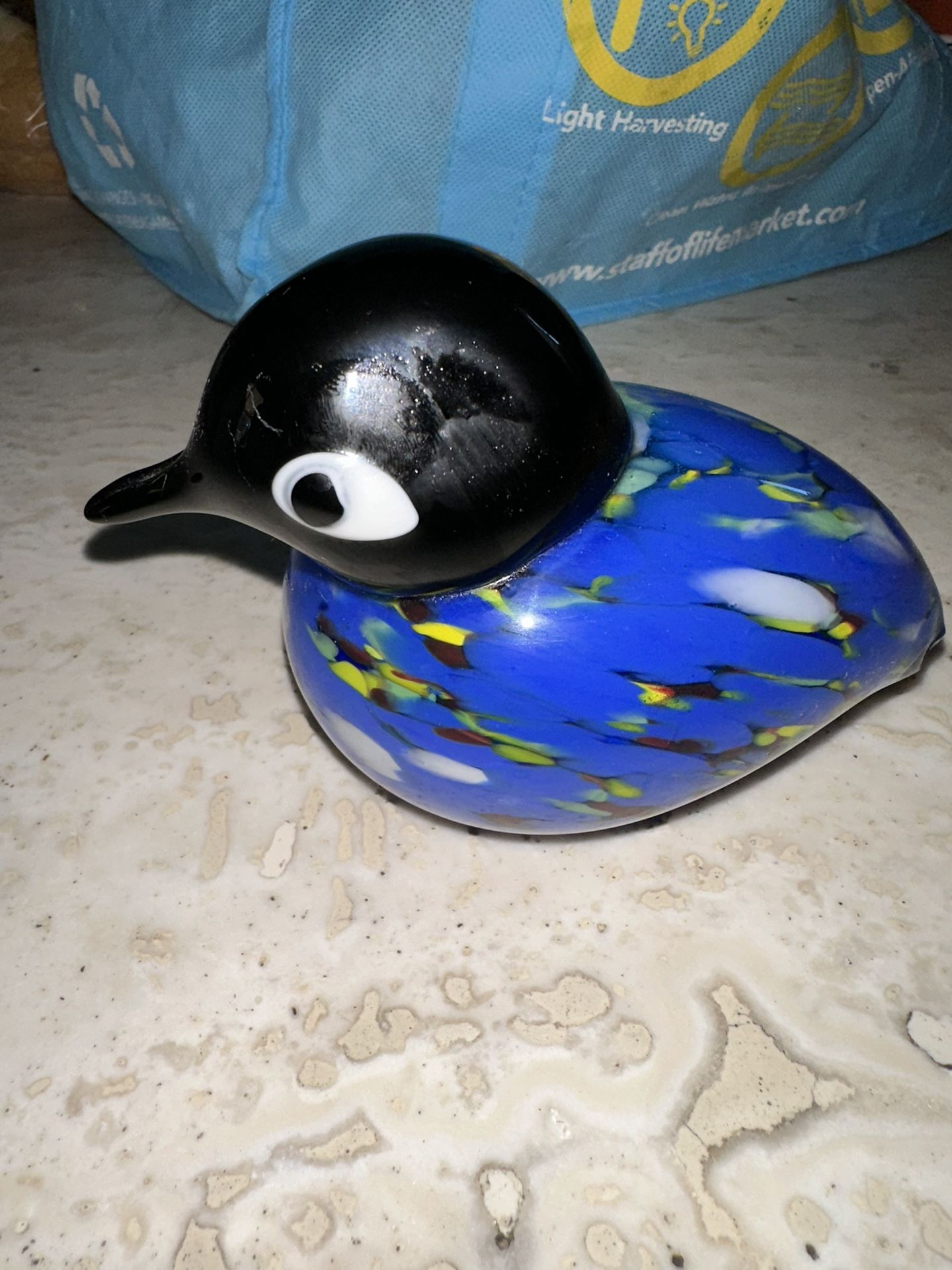 Multicolored Paperweight 3.5" Art Glass Bird Figurine