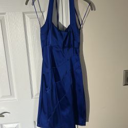 Blue Halter Formal Dress 
