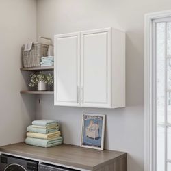 🔥Special Discount 🔥(brand new in box)Laundry Room Wall Cabinet with Adjustable Shelf,Wall Mounted Kitchen Cabinets with Two Shaker Doors,Upper Stora