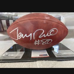 Jerry Rice Joe Montana Autographed Football With Certificate Of Authencity