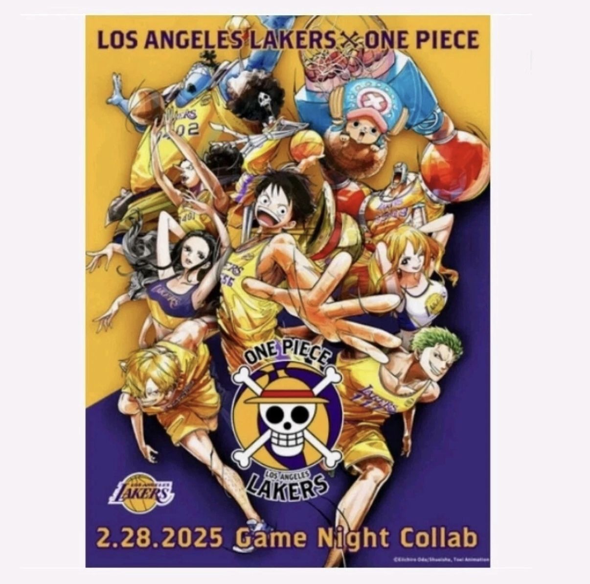 Lakers X One Piece Anime Collab Poster Limited SGA 2/28/25 Luffy