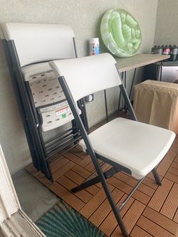 Folding Chairs Set of 4 White Plastic