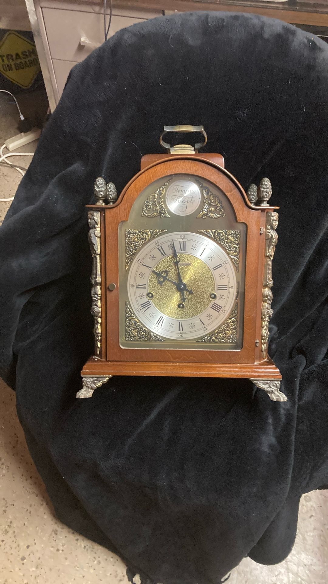 Vintage Bulova Tempus Fugit Mantel Mechanical Clock Westminster Chimes Works