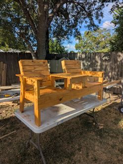 Handmade Wood Double Chair Bench