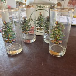 Spode Vintage Collectible Set Of 4 NIB Christmas High Ball Glasses 