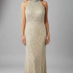 Mac Duggal beaded  Gold Dress