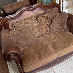 Dark Wood Loveseat