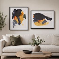 Modern Abstract Wall Art Set – 2 Framed Pieces