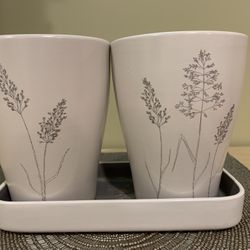 Set Of Ceramic Pots - 6.5 H And 8.5 Wide 