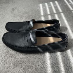 Lacoste Men’s size 11 US Concours Leather Black Loafer Shoes EUC
