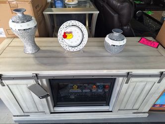 Tv stand with fire place
