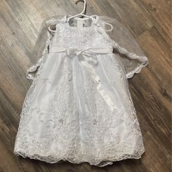 Little Girls Baptism Dress With Cape Size 24 Months