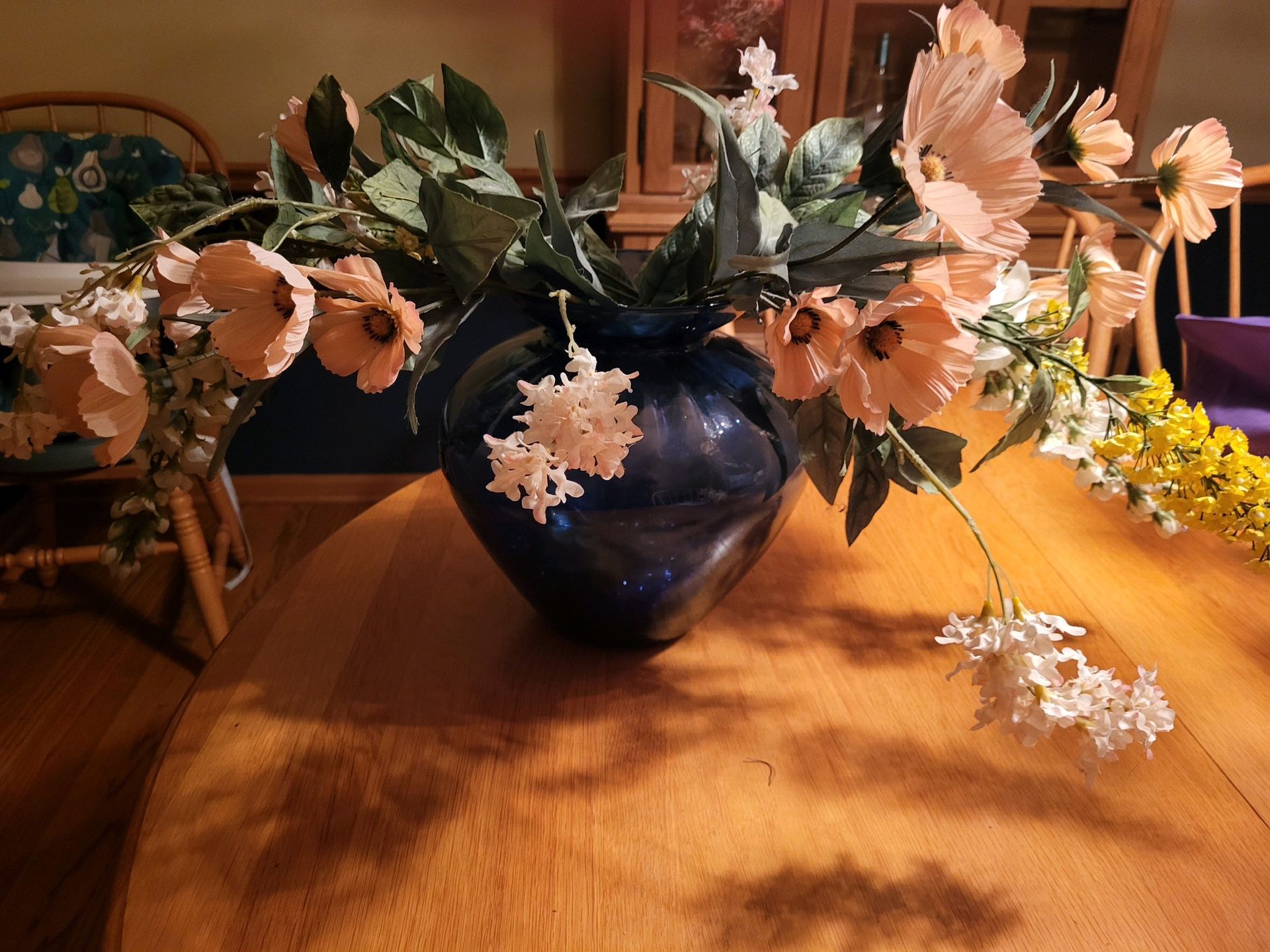 Flower Arrangement.  Vase Is 9”. Total 12”