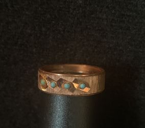 Solid copper band ring with turquoise stones