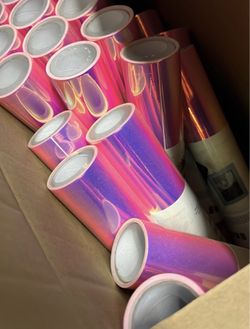 Holographic rainbow pink vinyl 12x60”