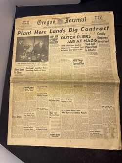 1941 Oregon Journal Newspaper WWII Dutch Fliers Nazis Portland May 10