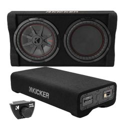 Kicker 51PTRTP12 CompRT Series 12" 1000W Peak Power Handling Down-Firing Enclosure Loaded Shallow-Mount Subwoofer with reFLEX Passive Radiator and Bu