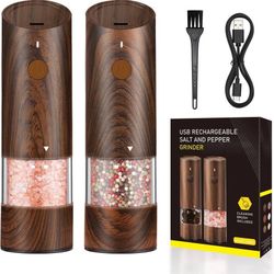 new Electric Salt and Pepper Grinder Set - Automatic Pepper and Salt Grinder Refillable with 6 Adjustable Coarseness Adjustable Ceramic Core with LED