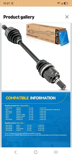 Front Left CV Axle Drive Shaft Hyundai Elantra