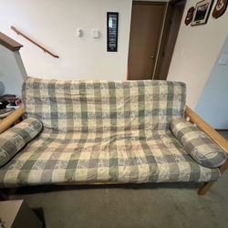 Solid Light Oak Frame Futon  Couch /bed