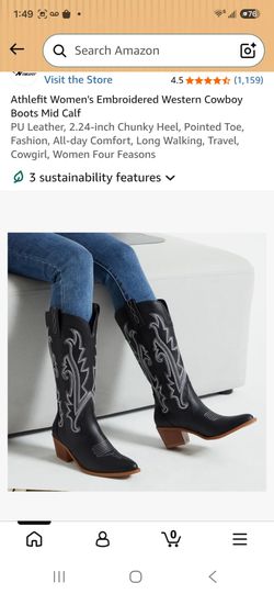 Athlefit Women's Embroidered Western Cowboy Boots. Size 9