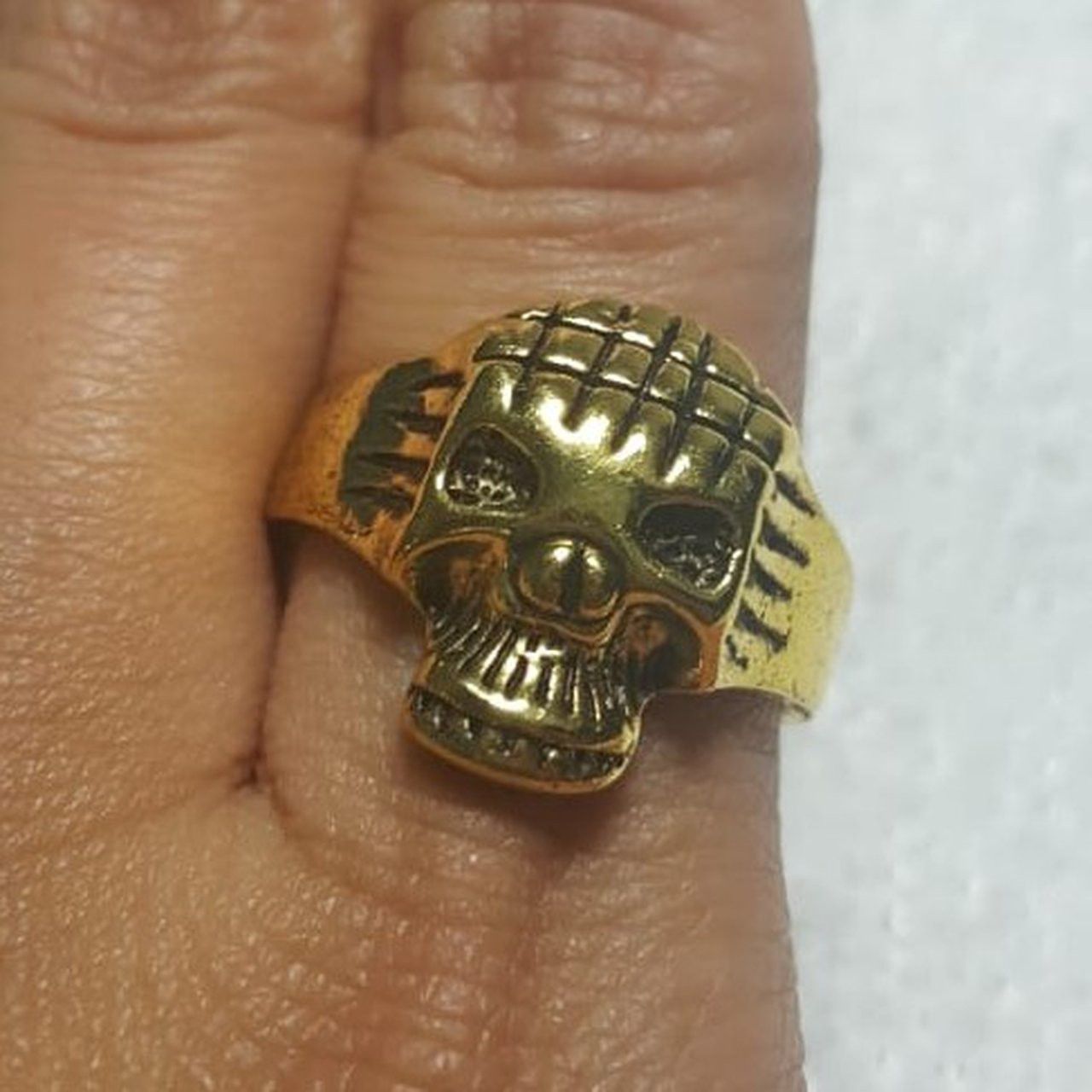 Vintage Tibet Silver Gold plated Skull Punk Rock Style Retro Men Women Rings Size - 9.25 Hip Hop Ring. Alloy Relievo Ring RGN-08 ***Shipping Only***