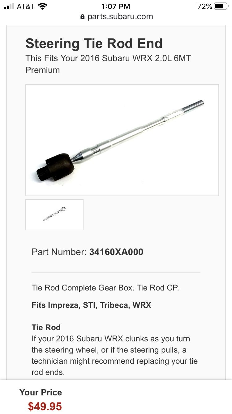 Subary WRX Front Inner Tie Rod End 
