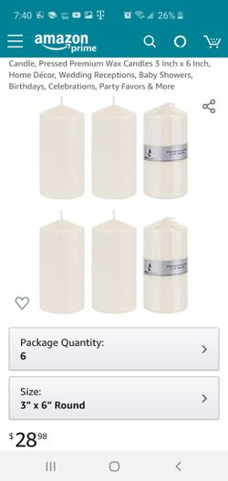 New unscented ivory candles 3" x6"