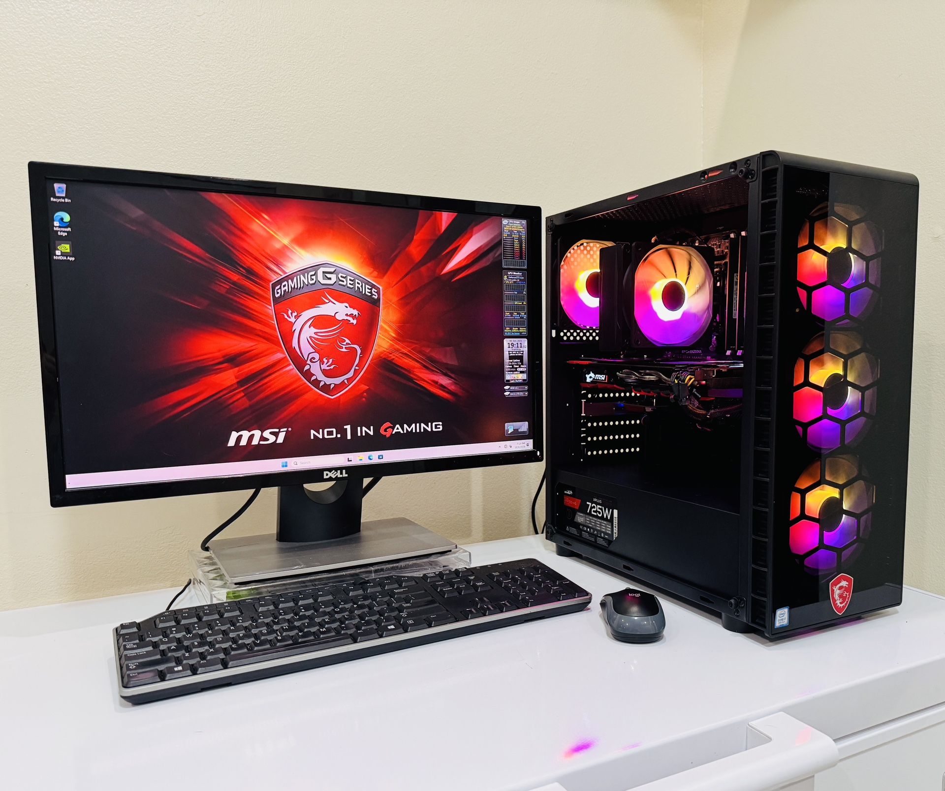 NEW MSI 9th Gen Gaming PC 8 Core I7 @3,0GHz. GTX 1070 8G. 256G M2. 2T HDD, 16 RAM. USB3.2, WIFI. Bluetooth. C PORT. 725W PSU, 24” Monit. Win11Pro