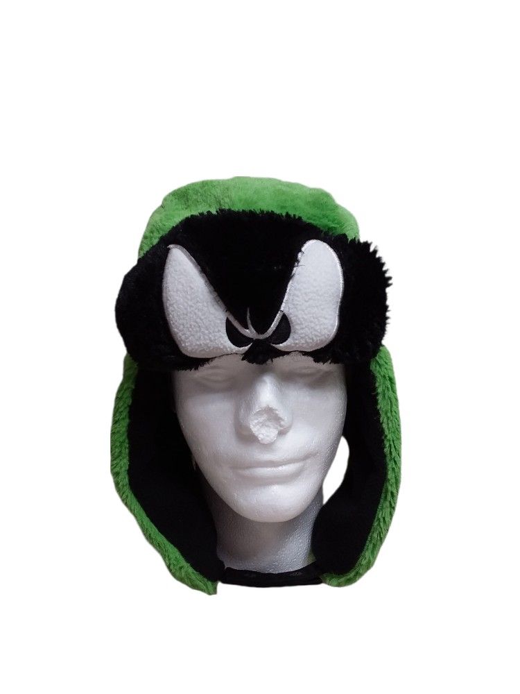 Looney Tunes Marvin The Martian Soft Fleece Trapper Hat Cap Green With Snaps