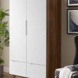 Remaley Wardrobe Armoire  Color (Body/Front) : Walnut/White