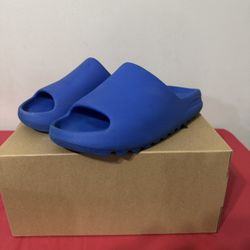 Blue Yeezy Slides 