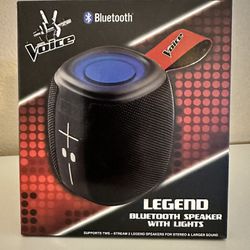 The Voice Legend Bluetooth Speaker Lights FM Radio Micro SD, USB, Mic Input