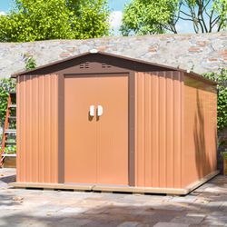 9.1 ft. W x 10.3 ft. D Outdoor Metal Storage Shed Garden Tool Galvanized Steel Shed 93.73 sq. ft.