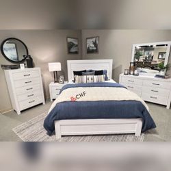 4 Pc Queen Size Bedroom Set  ( Included bed frame ,dresser ,mirror ,nightstand )