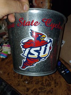 Vintage Iowa State Cyclones 5qt Metal Pail. Made In The Late 90s 
