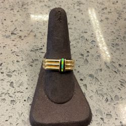 14KT Textured Ring W/ Opal Stripe 39643-2