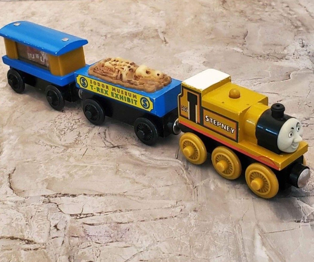 Thomas & Friend's Wooden Railway Stepney And Museum Fossil And Jewel Cars. Local Pickup Only. FCFS. Cash Only.