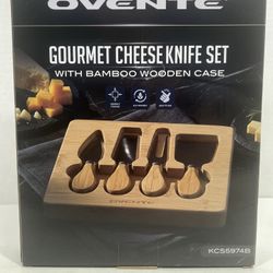 Ovente Gourmet Cheese Knife Set w/bamboo Wooden Case!