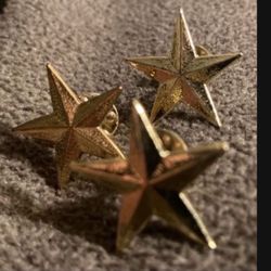 Three Authentic Gold Tone Uniform Star Pins