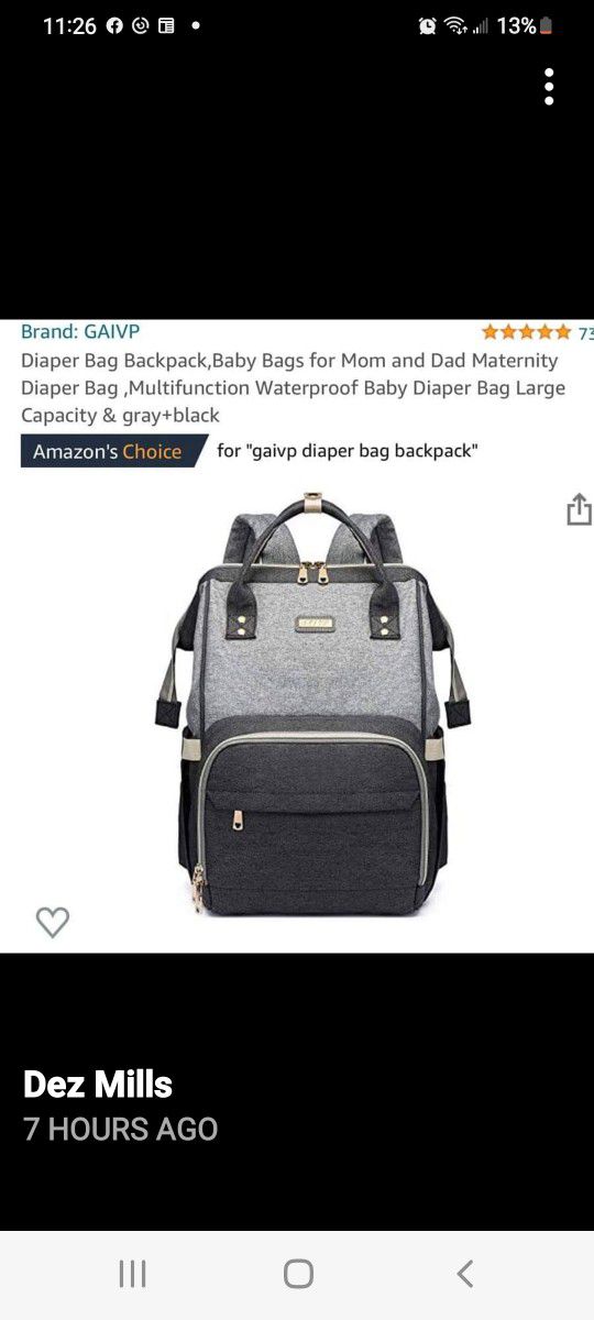 Diaper Bag New With Bpttle Insulation  