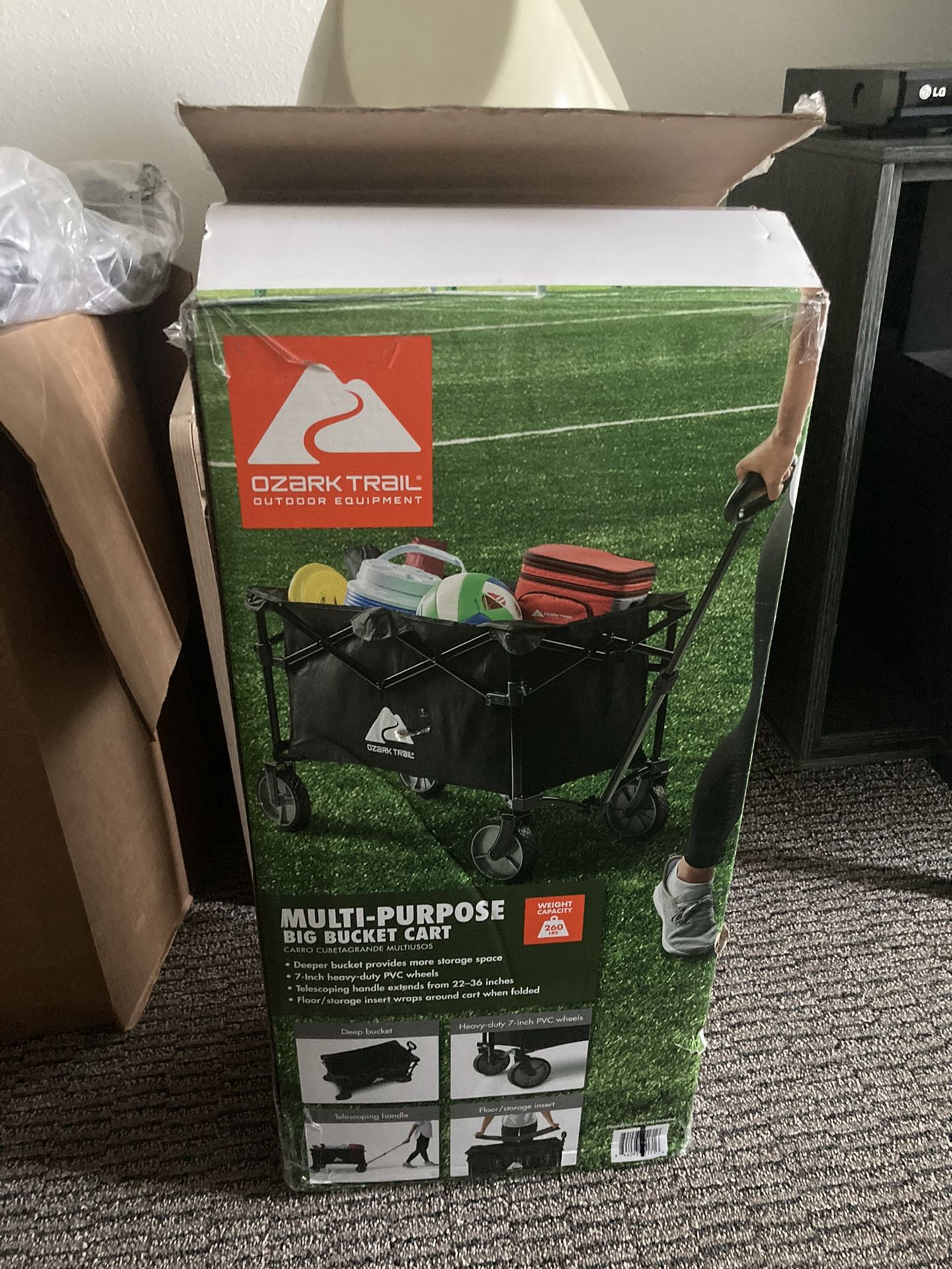 Ozark Trail Outdoor Folding Multi Purpose Big Bucket Cart. Hardly Used. Still In Good Condition And Useable(See & Click On Pictures)